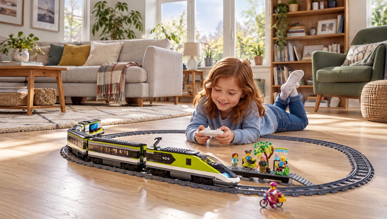 Detail van de LEGO City Passagierstrein, Groene Trein, 60337