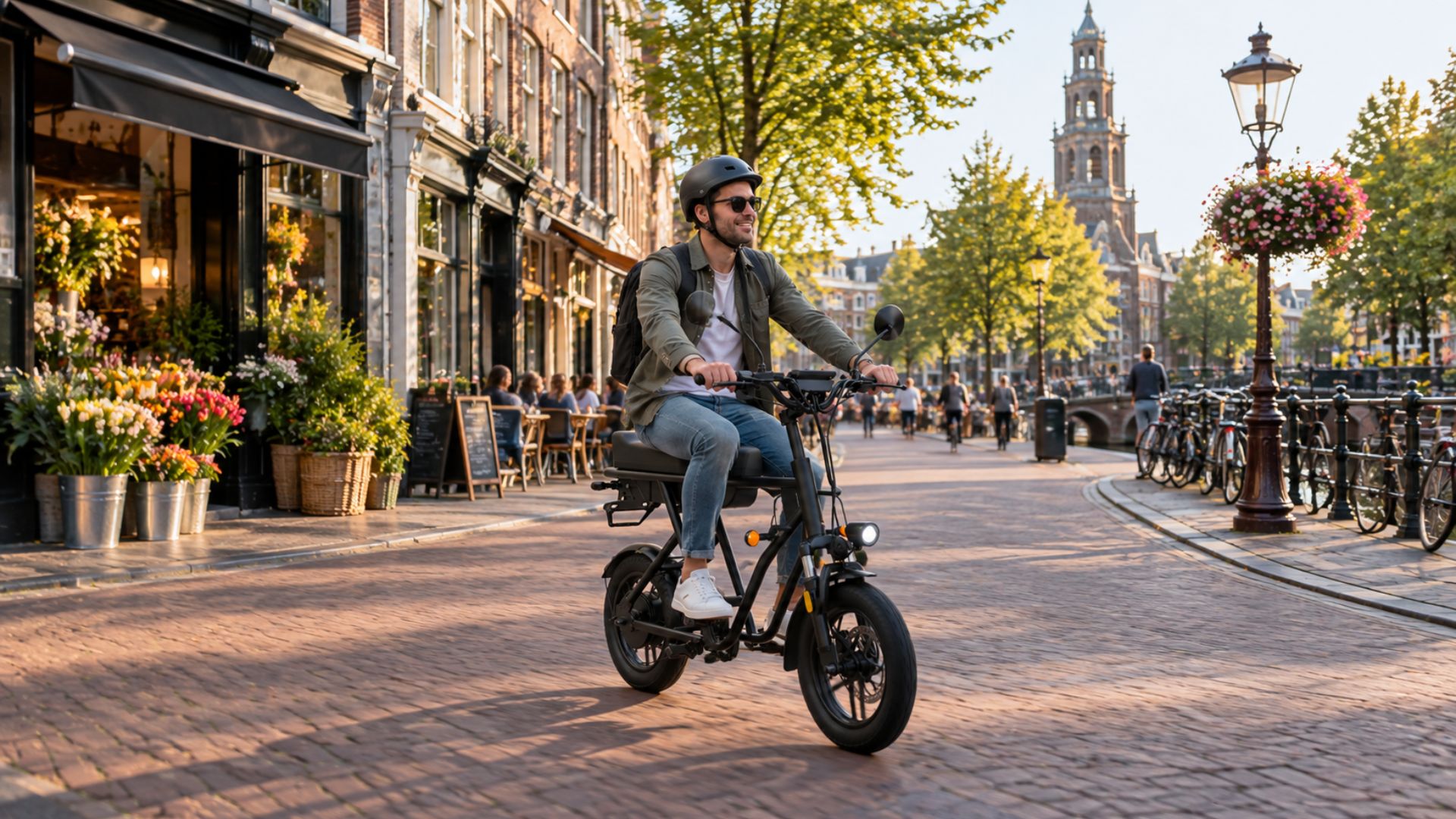 De 350W motor, het display en de remmen van de Wispeed Wimob Scoot