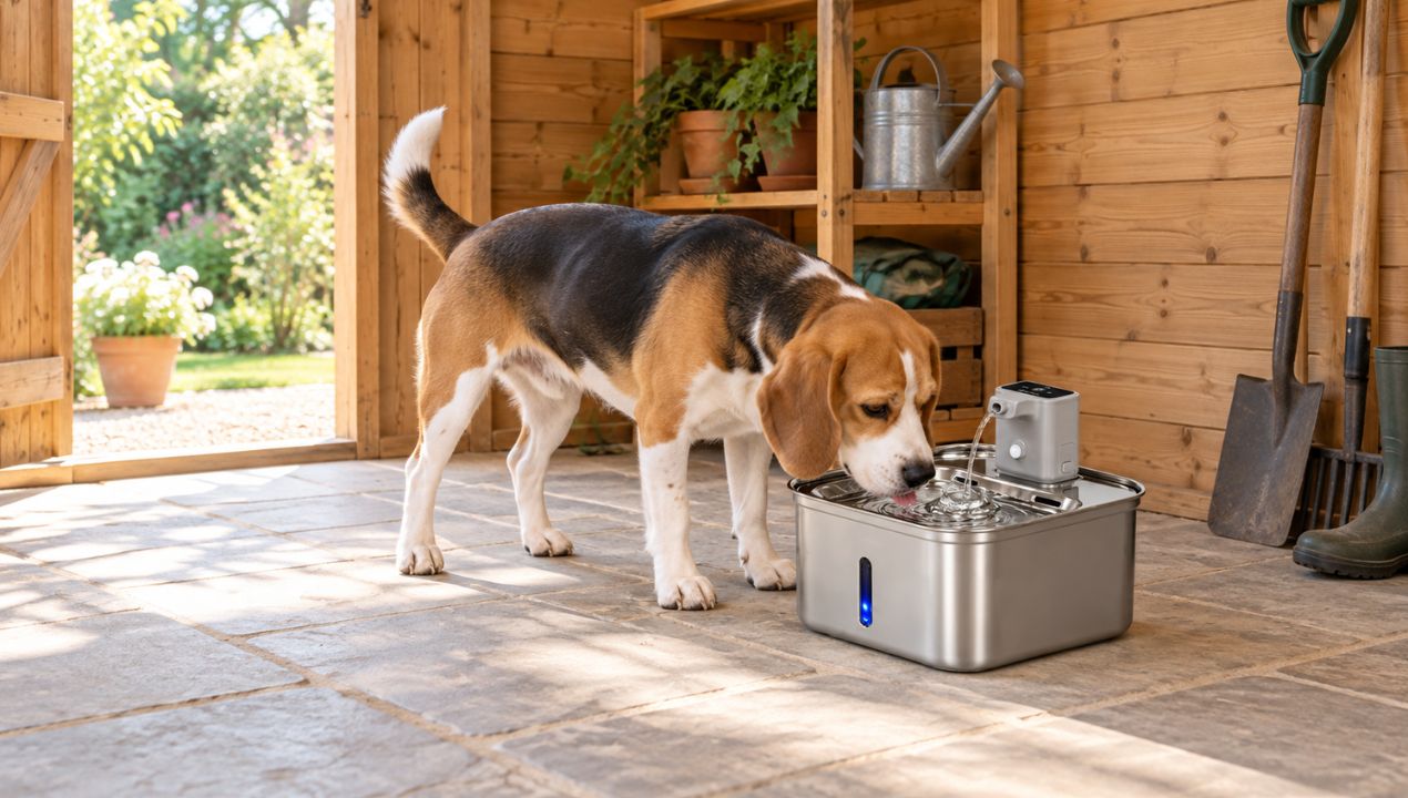 Viervoeter Aqua Pro drinkfontein met zichtbaar waterpeil