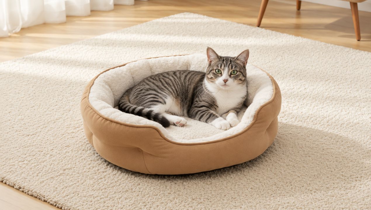 Pebble kattenmand 64x53 cm in bruin en wit