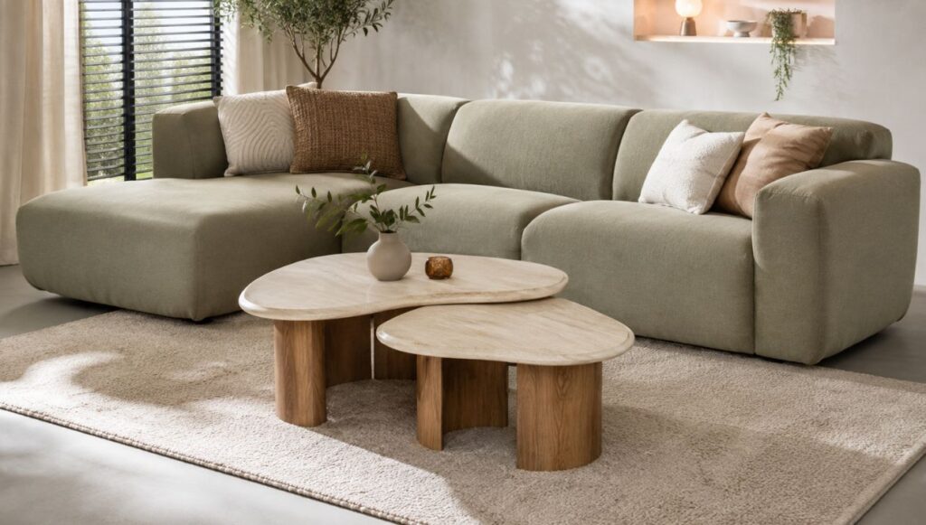 Salontafel Travertin Keramiek Set van 2